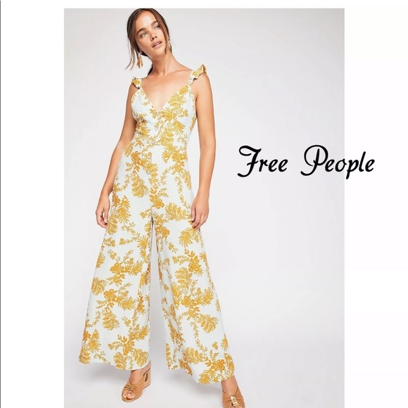 Free People Floral Ruffle Sleeve Romper Jumpsuit - Picture 2 of 6